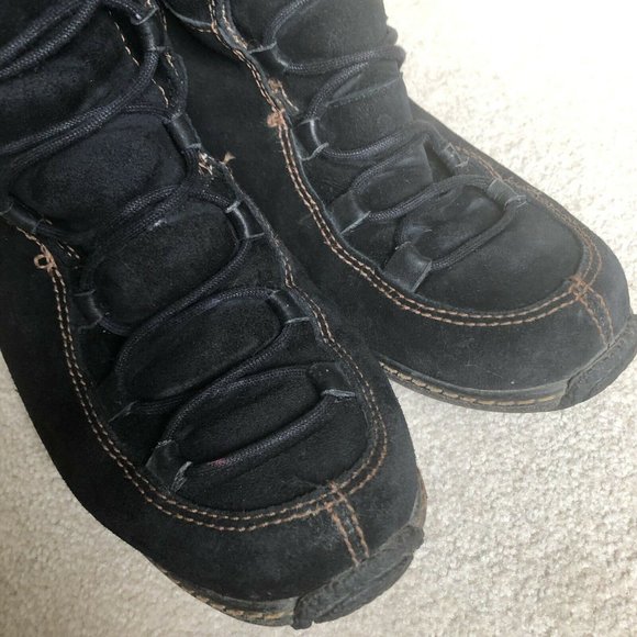 TIMBERLAND MOORLAND Tall Boots Lace Up Zip Black Suede Leather Size 8M - Picture 5 of 12
